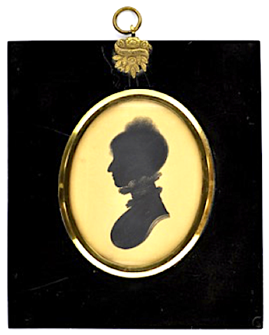 Bust length silhouette portrait by Allport of a woman looking left