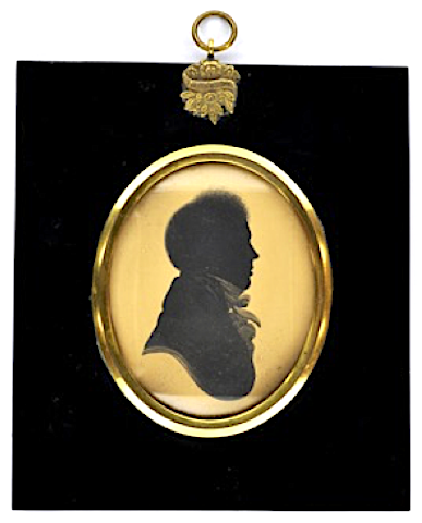 Bust length silhouette portrait by Allport of a man looking right