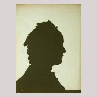 Life size silhouette of a woman facing right