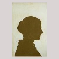 Life size silhouette of a woman facing right