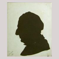 Life size silhouette of a man facing left
