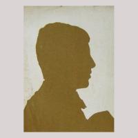 Life size silhouette of a young man? facing right