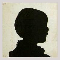 Life size silhouette of a child facing right
