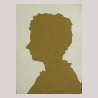 Life size silhouette of a child facing left