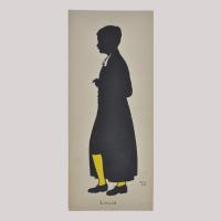 Silhouette of a boy with coat looking right
