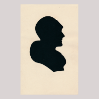 Front of silhouette, Woman wearing a hat and looking to the right