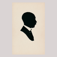 Front of silhouette, Man with a white collar looking to the right