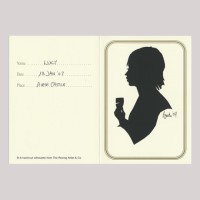 Front of silhouette, Young woman holding a wine glass and looking to the left