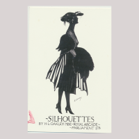 Front of silhouette, Woman wearing a hat and looking to the right
