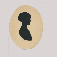Front of silhouette, Young girl looking to the right