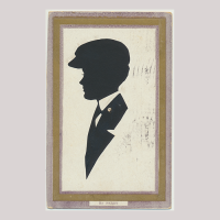 Front of silhouette, Boy wearing a hat and looking to the left