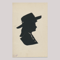 Front of silhouette, Girl wearing a hat and looking to the right
