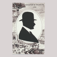 Front of silhouette, Man wearing a hat and looking to the right