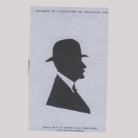 Front of silhouette, Man wearing a hat and looking to the right