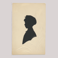 Front of silhouette, School boy looking to the left