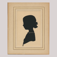Front of silhouette, with girl looking left.