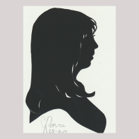 Front of silhouette, with girl looking right.