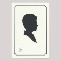 Front of silhouette, with boy looking right.