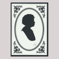Front of silhouette in frame, with man looking right.