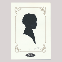 Front of silhouette, with boy in frame looking right.