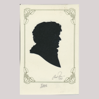 Front of silhouette, with man in frame looking right.