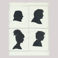 Four silhouettes. On the left a man and a woman looking right; on the right side two men looking right, both are wearing glasses. All silhouettes are separated by a line.