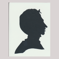 Front of silhouette, with man looking right.