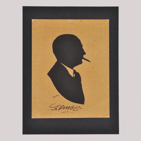 
        Sillhouette of a man with cigar looking right (obverse)