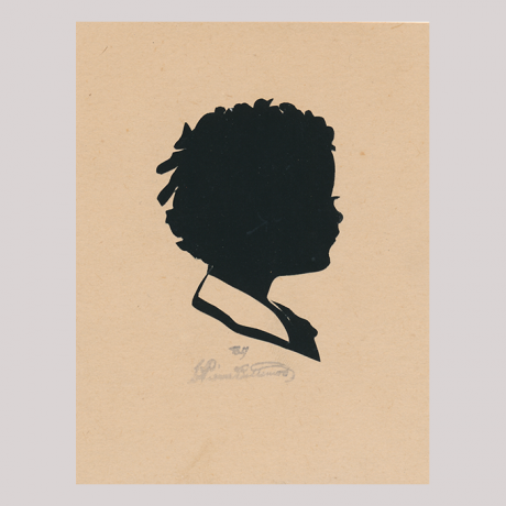 
        Front of silhouette, with a boy looking right.