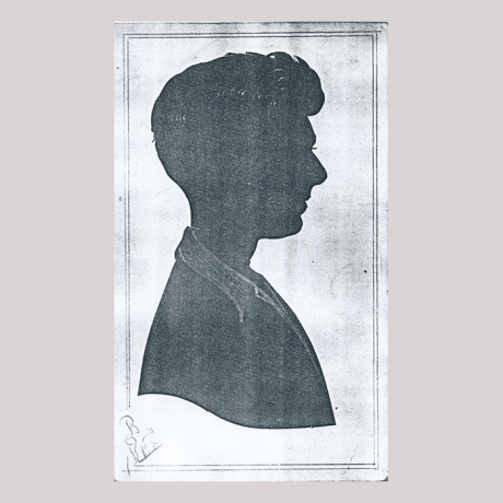 
        Front of silhouette, with a man looking right.