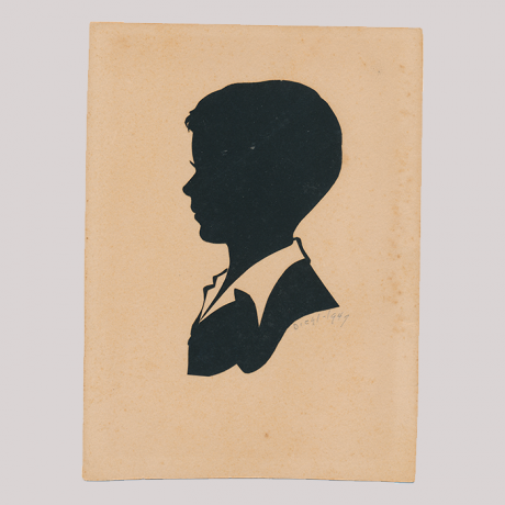 
        Front of silhouette, with boy looking left.