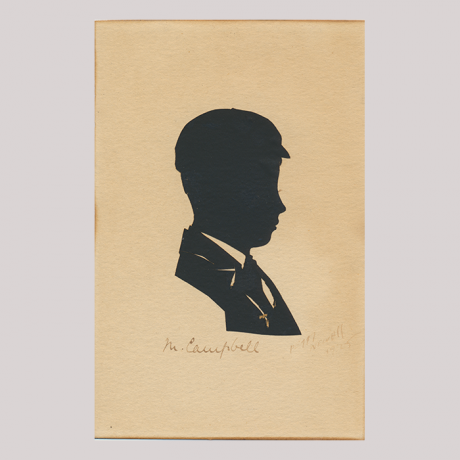 
        Front of silhouette, School boy looking to the right