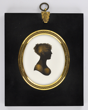 Photograph of a silhouette on plaster, made by Miers.