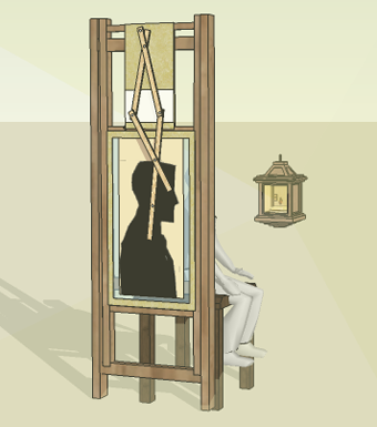 Sketch of a shadowgraph silhouette machine with inbuilt pantograph
