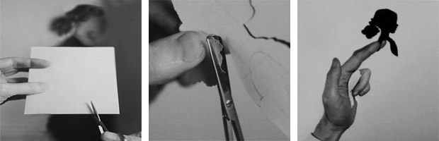 Three photos showing the progression of standard cut technique