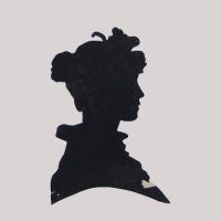 Life size silhouette of a woman facing right
