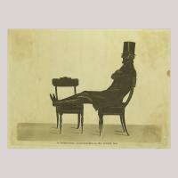 Silhouette of a commander with a hat relaxing on two chairs