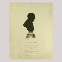 Silhouette sculpture of a man facing right
