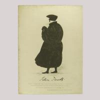 Silhouette of a man with hat facing left