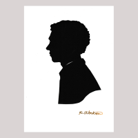 Front of silhouette, with man looking left.
