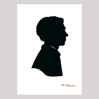Front of silhouette, with man looking right.
