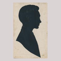 Front of silhouette, with man looking right.