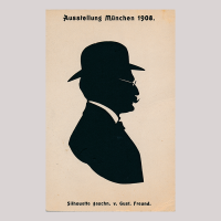 Front of silhouette, Man wearing glasses looking right
