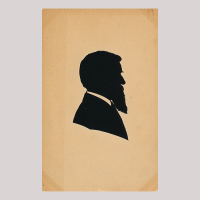 Front of silhouette, Man with long beard looking right