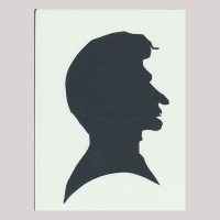 Front of silhouette, with man looking right.