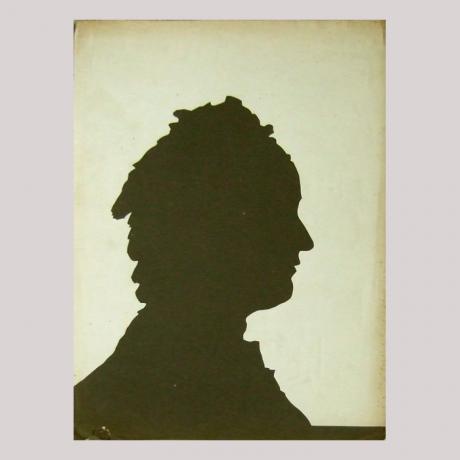 
        Life size silhouette of a woman facing right