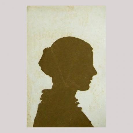 
        Life size silhouette of a woman facing right