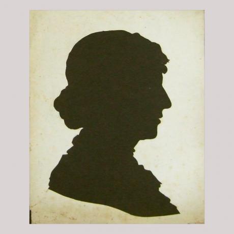 
        Life size silhouette of a woman facing right