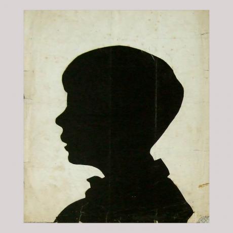 
        Life size silhouette of a child facing left