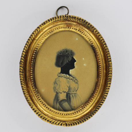 
        Front of Silhouette, in frame, with woman looking right
